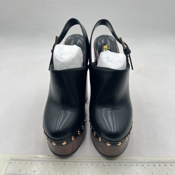Wo Wagas Black Chic Closed Toe Studded Clog Platform Slingback Buckle Strap Shoe - Picture 3 of 8